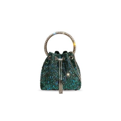 JIMMY CHOO BON BON MULTICOLORED CRYSTAL TOP-HANDLE BAG (15*14*9.5cm)